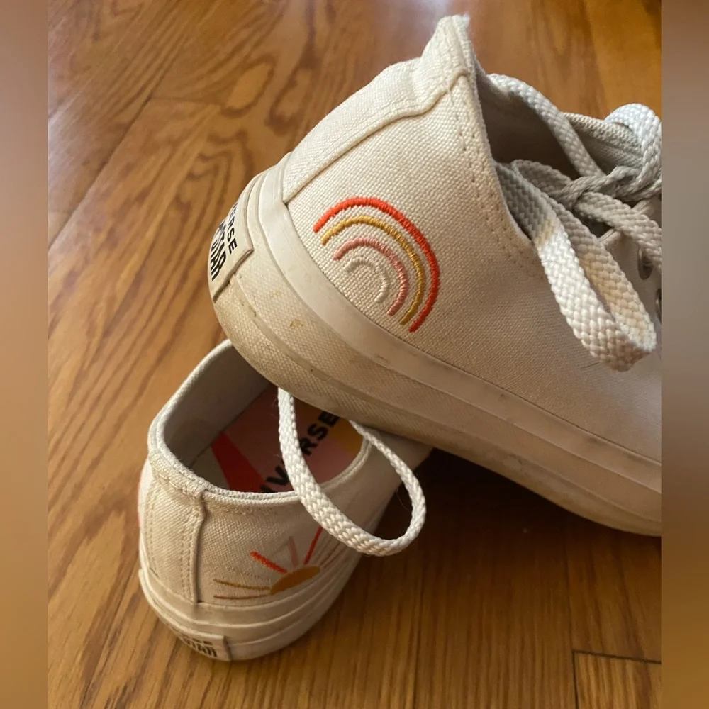 Womens Converse Lift Sunshine Shoes 8.5 Sun and Rainbow Accents
